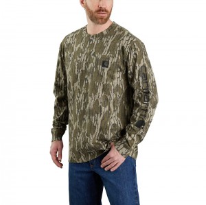 Camo Men Carhartt Loose Fit Heavyweight Long-Sleeve Pocket Camo Logo Graphic T-Shirt | MIC-768942