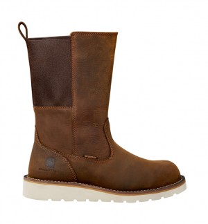 Dark Brown Women Carhartt Waterproof 10" Soft Toe Wellington Boots | NQA-719265