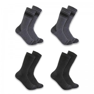 Dark Grey Men Carhartt Heavyweight Crew 4-Pack Socks | FBK-579681