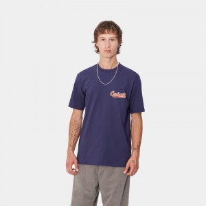 Navy Men Carhartt Spill T-Shirt | AUD-976284