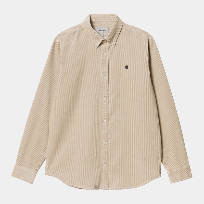 Beige Men Carhartt Madison Cord Shirts | WAS-542683