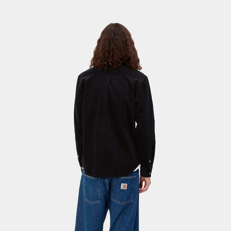 Black Men Carhartt Madison Cord Shirts | WIP-705391