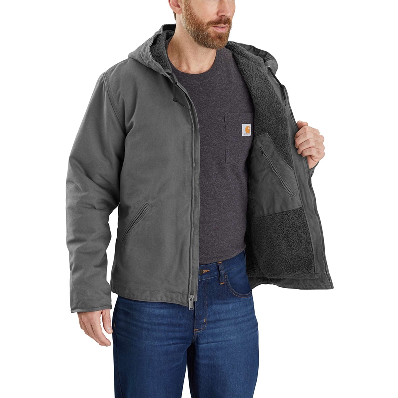 Black Men Carhartt Sherpa-Lined Jackets | JIS-487023