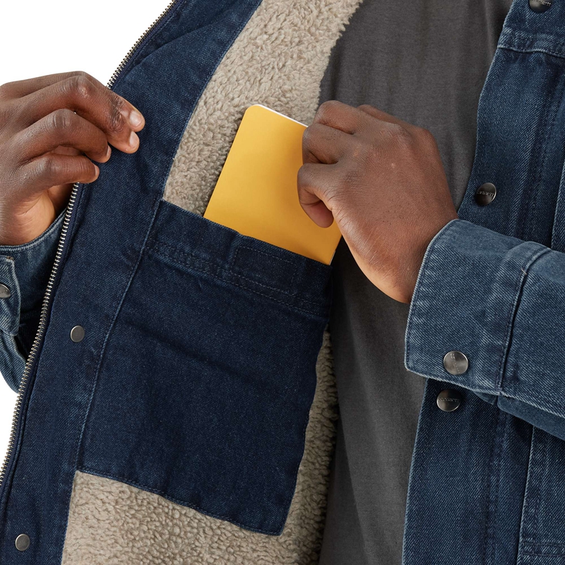Blue Men Carhartt Relaxed Fit Denim Sherpa-Lined Jackets | ZGX-502386