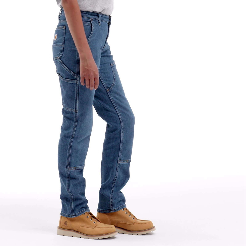 Blue Women Carhartt Double-Knee Jeans | SPN-308271