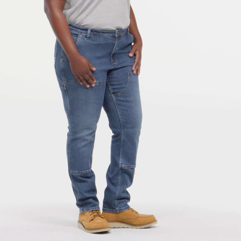 Blue Women Carhartt Double-Knee Jeans | SPN-308271