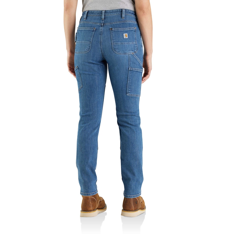 Blue Women Carhartt Double-Knee Jeans | SPN-308271