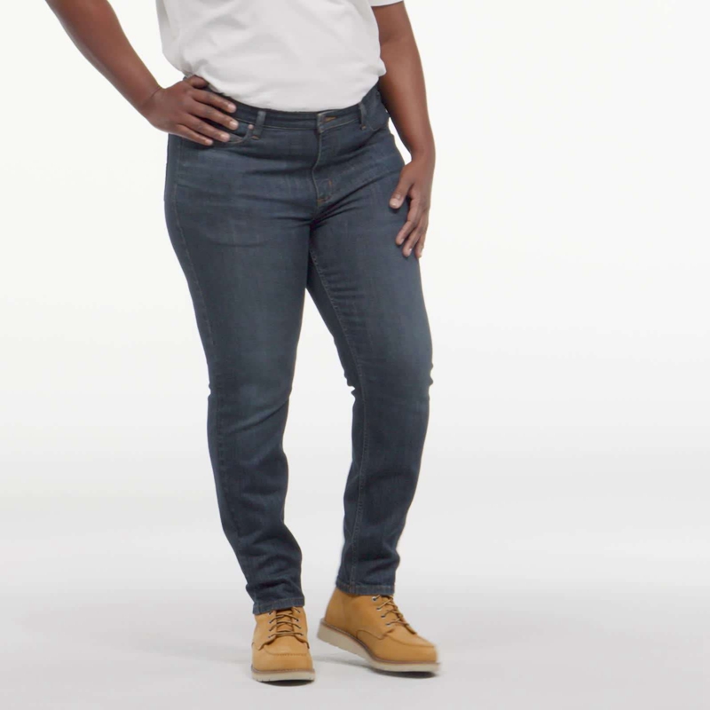 Blue Women Carhartt Mid Rise Jeans | DNH-761354