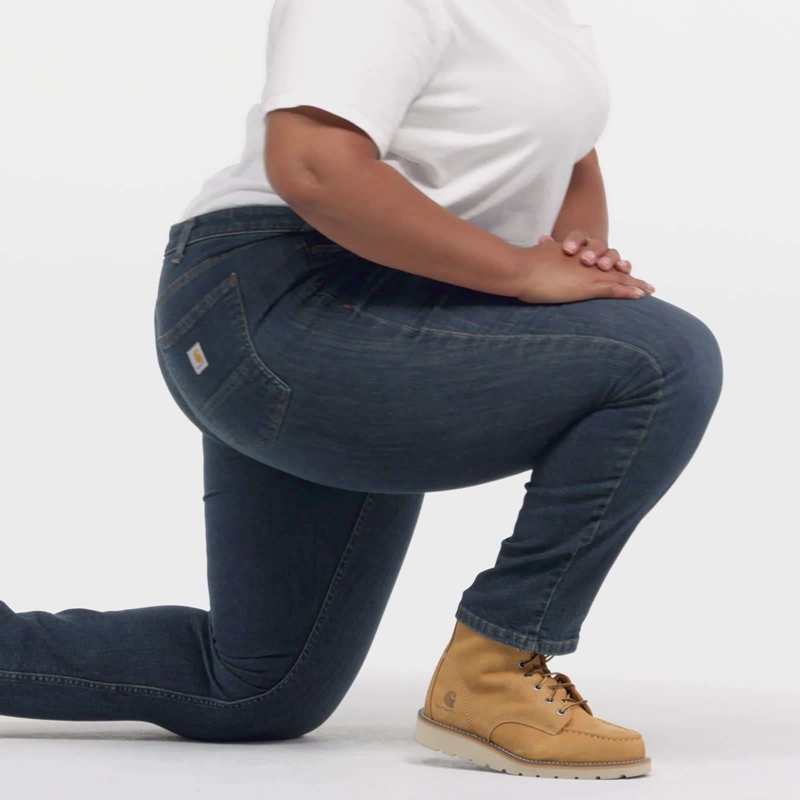 Blue Women Carhartt Mid Rise Jeans | DNH-761354