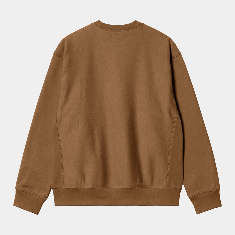 Brown Men Carhartt American Script Sweatshirt | SHQ-793841