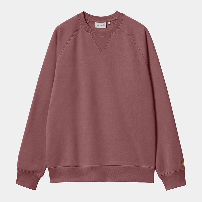 Burgundy Men Carhartt Chase Sweatshirt | IWC-742593