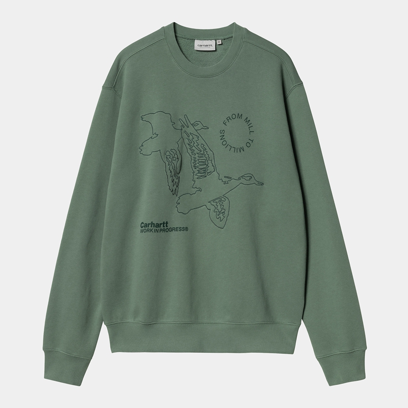 Green Men Carhartt Flying Ducks Sweatshirt | NGP-582671