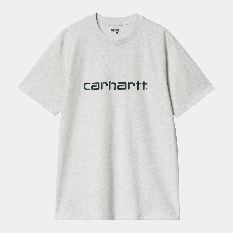 Grey Men Carhartt Script T-Shirt | AVR-047513