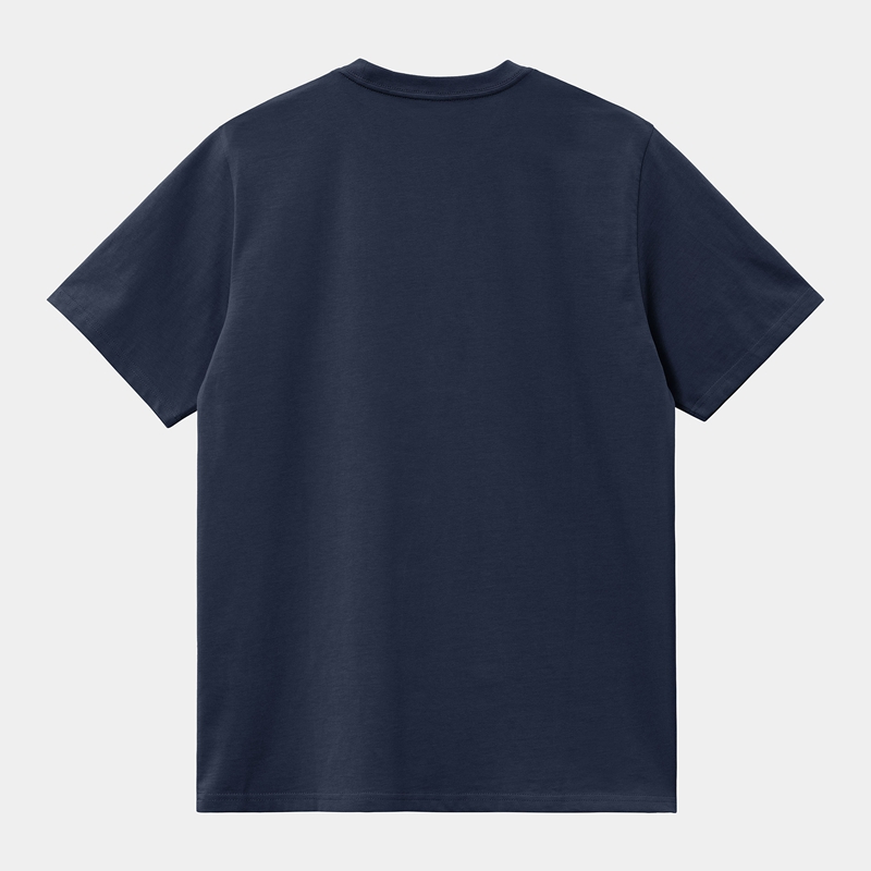 Navy Men Carhartt American Script T-Shirt | GPW-072348