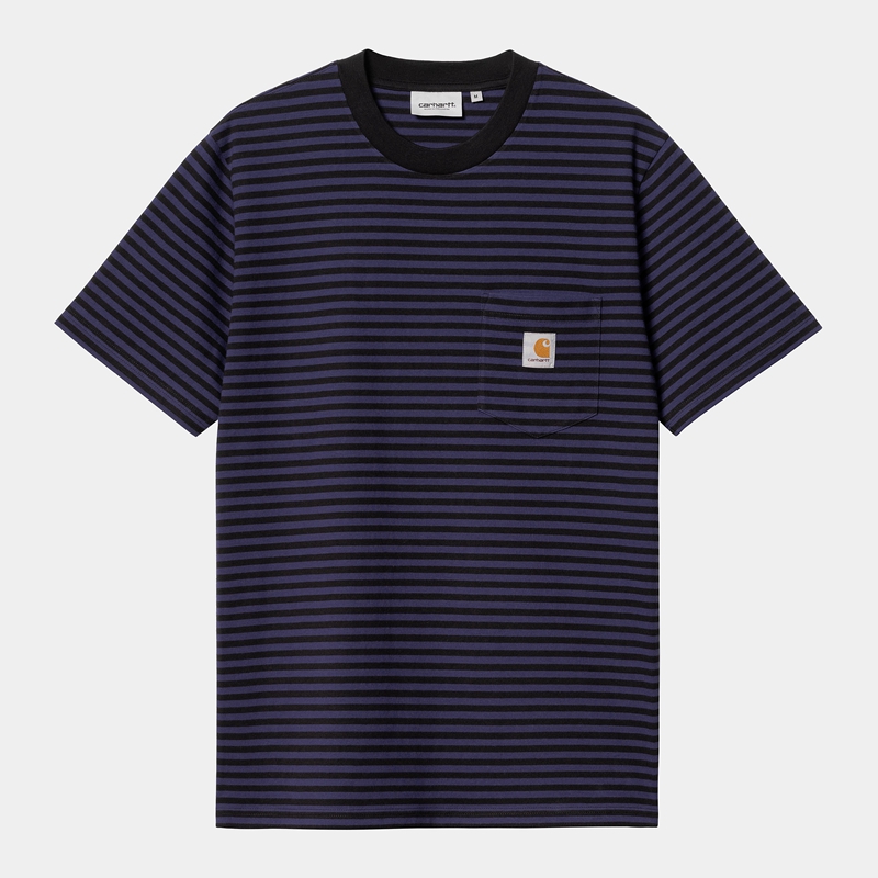 Navy Men Carhartt Verner Pocket T-Shirt | GNM-047812