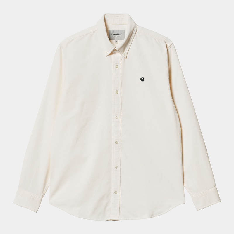 White Men Carhartt Madison Fine Cord Shirts | RAB-201736