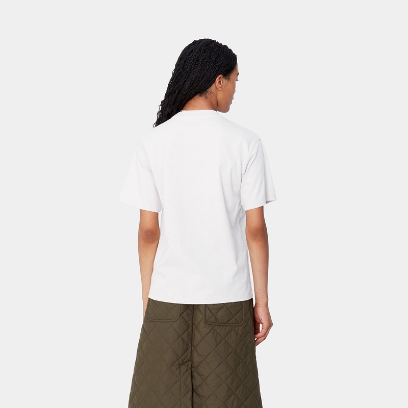 White Women Carhartt American Script T-Shirt | QPS-361082
