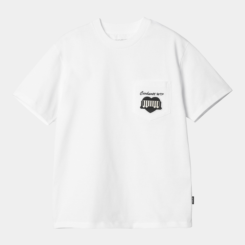 White Women Carhartt Heart Train Pocket T-Shirt | UKT-516093