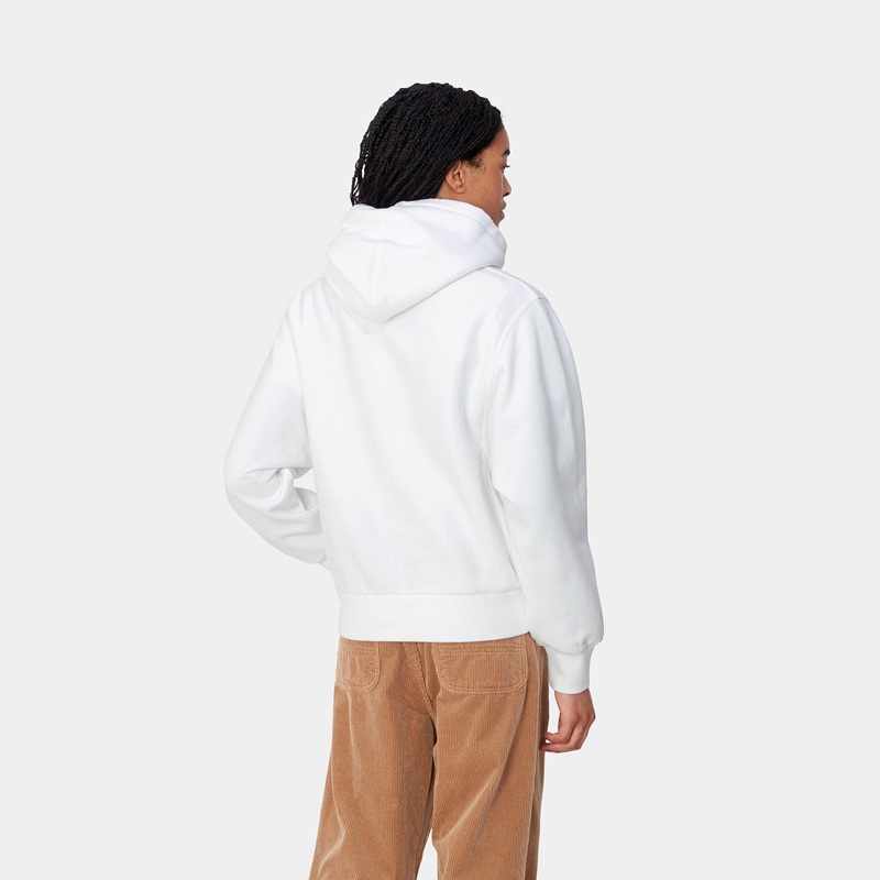 White Women Carhartt Hooded American Script Sweatshirt | ZVL-432180