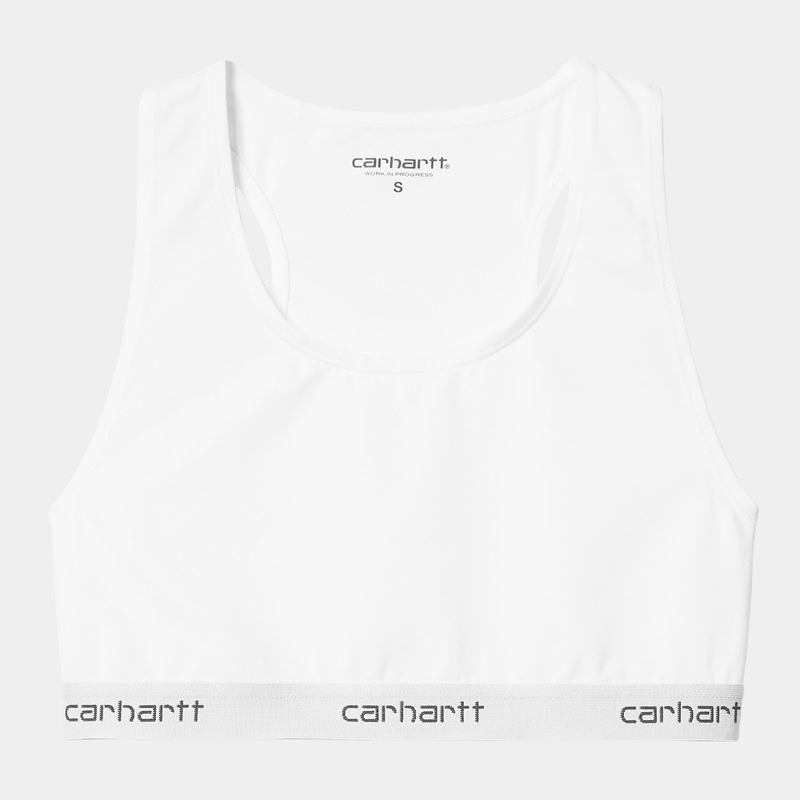 White Women Carhartt Script Racer Tanks | JSK-594372